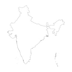 India vector country map outline