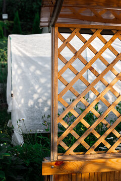 Wooden fence at the dacha