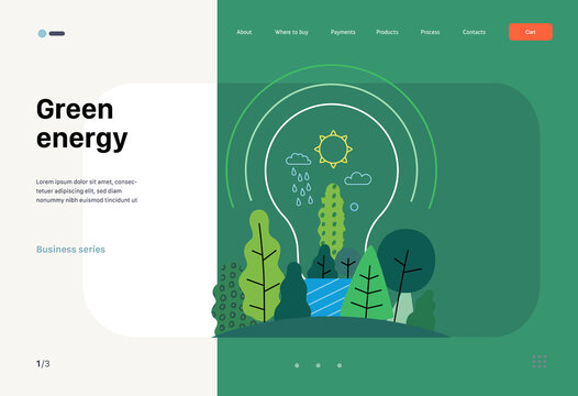 Ecology - Green energy -Modern flat vector concept illustration of electric light bulb filled with trees and plants. a metaphor of sustainable renewable energy. Creative landing web page template