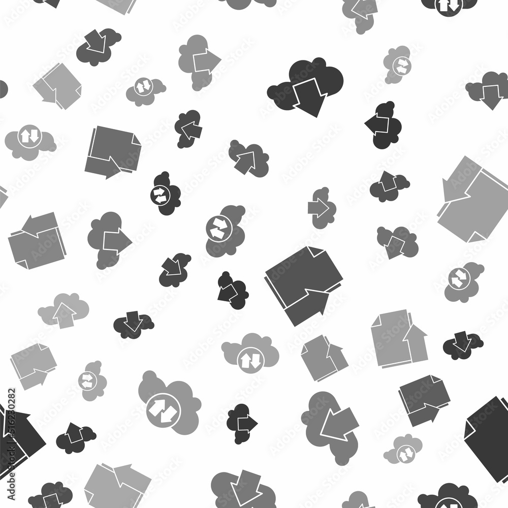 Poster set cloud download, cloud upload, upload file document and cloud download and upload on seamless pat