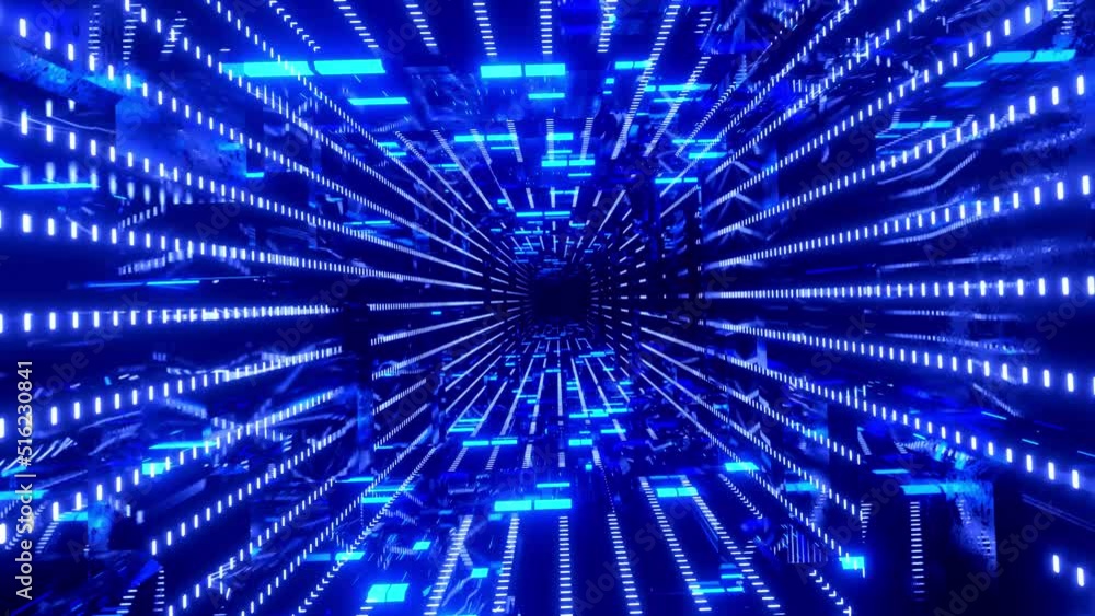 Aufkleber hi-tech neon sci-fi tunel. sci-fi neon hologram. trendy neon glow lines form pattern and constructio
