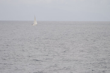 Sailboat in the Atlantic Ocean. Canary Islands. Spain.