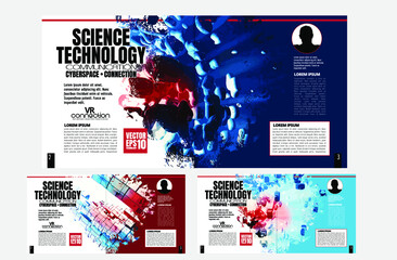 Layout with abstract technology concept ready for brochure, annual report or magazine, vector