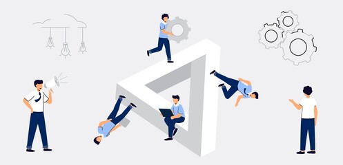 Business team solution Team communication abstract concept vector illustration Effective teamwork abstract metaphors Agile development decisions methodology business concept Agile life rule cycle