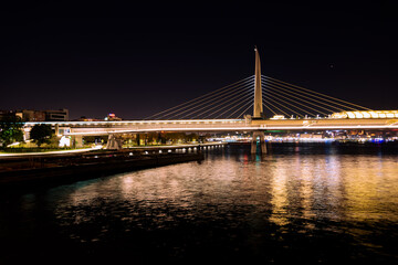 Fototapeta na wymiar Golden Horn Bridge at night. Istanbul, Turkey 