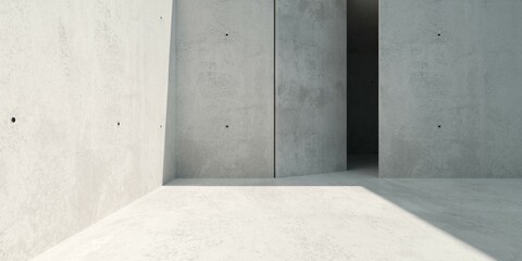 Abstract empty, modern concrete walls exterior room with door opening to the inside - industrial exterior background template