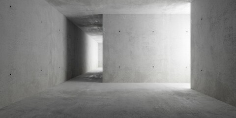 Abstract empty, modern concrete building rooms with corridor and rough floor - liminal industrial interior background template © Shawn Hempel