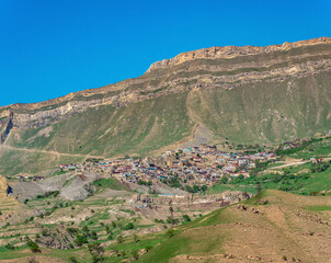 Fototapeta na wymiar ancient mountain village Chokh on the edge of the canyon in Dagestan