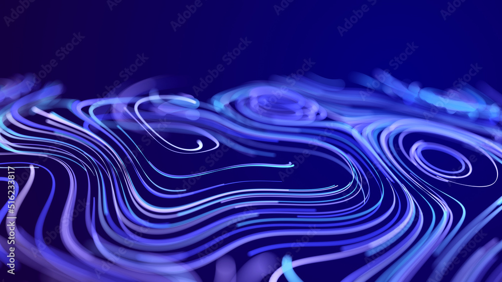 Fototapete abstract digital background from rounded colored lines. information flow space. big data visualizati