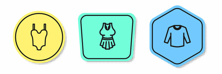 Set line Swimsuit, Undershirt and Sweater. Colored shapes. Vector