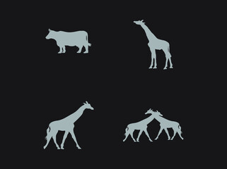 animals vector flat, mammals silhouette, giraffe simple flat icon.