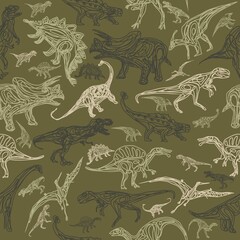 Pattern camouflage pattern from dinosaurs, Tyrannosaurus, Triceratops, Stegosaurus, Diplodocus, Allosaurus, Pterodactyl © Антон Шевченко