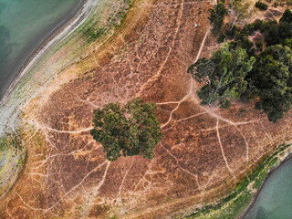 Aerials of Lexington Reservoir, Los Gatos, CA