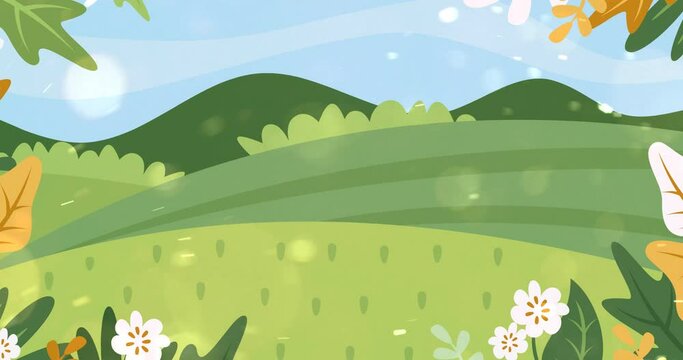 animation of green plantation fields with wind blowing