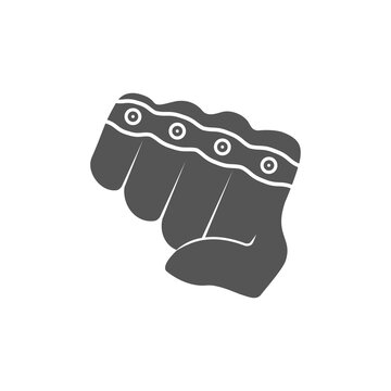 recommend clip art: Fist with brass knuckles, punch. Flat vector illustration isolated on white background.