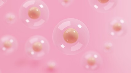 Close-up Collagen cells extract treatment 3D illustration wallpaper for good skin