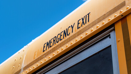 Emergency Exit on old American school bus