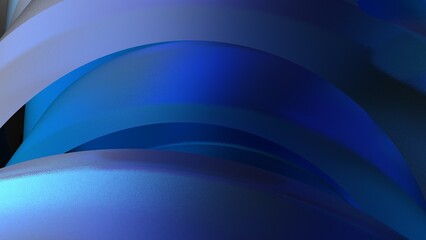 Clear Blue Plastic Geometric Abstract Background Wall Paper under blue spot lighting. Architectural Sculpture. 3D illustration. 3D high quality rendering. 3D CG.