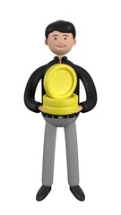 Character person illustration about get the salary or bonus. 3D illustration. 3D rendering.