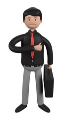 Character person illustration about employee ready for working on the office. 3D illustration. 3D rendering.