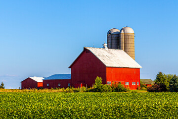 American Red Barn with Blue Sky