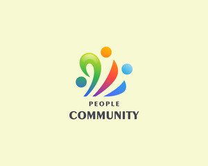 Abstract colorful people community logo.