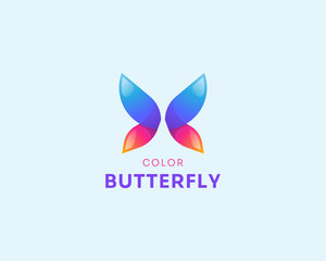 Creative colorful butterfly logo gradient.
