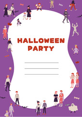 ハロウィンの仮装をした人物のイラスト素材 A4 Halloween dress up people motifs vector illustrations.