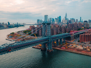 Williamsburg Bridge, Brooklyn Drone View - obrazy, fototapety, plakaty