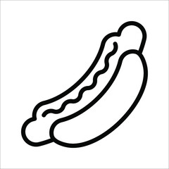 Hot dog line icon. Bun with sausage outline sign. vector illustration on white background.