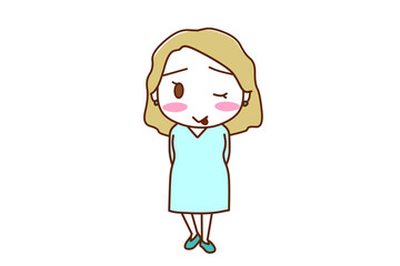 （全身正面）ほっぺを赤く染めてテヘっと舌を出して照れている白人女性