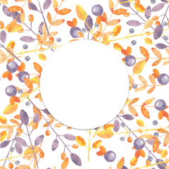 watercolor elegant autumn leaves and branches horizontal elongated banner for social networks square