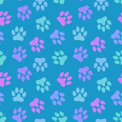 Animal seamless cat dog footprints pattern for wrapping paper and kids and clothes print and fabrics and hobbies