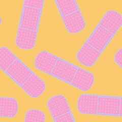 Medicine plaster seamless cartoon patch pattern for clothes print and wrapping paper and drugstore and kids