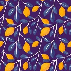Summer citrus seamless lemon and leaves pattern for clothes print and wrapping paper and notebooks and kids