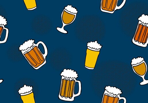 Beer seamless octoberfest pattern for wrapping paper and menu and clothes print and accessories and festive