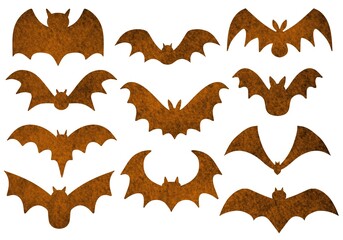 Set with Halloween bats for stickers and cards and gifts and fabrics and hobbies and wrapping paper