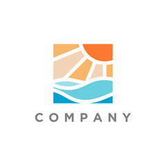 Modern summer beach logo template illustration design