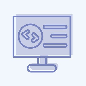 Icon Computer Programming. Suitable For Education Symbol. Two Tone Style. Simple Design Editable. Design Template Vector. Simple Illustration