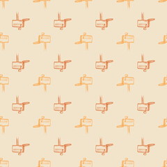 Mailbox engraved seamless pattern. Vintage letterbox in hand drawn style.