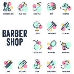 Barber shop set icon symbol template for graphic and web design collection logo vector illustration
