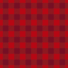Lumberjack plaid seamless pattern in red, black. Vector texture of tartan for wallpaper,table cloth,fabric. Classic red Gingham Rhombus Buffalo Lumberjack plaid pattern Vector Memphis style