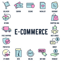 E-commerce set icon symbol template for graphic and web design collection logo vector illustration