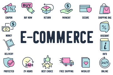 E-commerce set icon symbol template for graphic and web design collection logo vector illustration