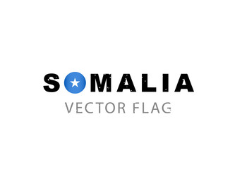 The flag of Somalia in the form of the letter O in the word SOMALIA. Vector illustration on a white background.