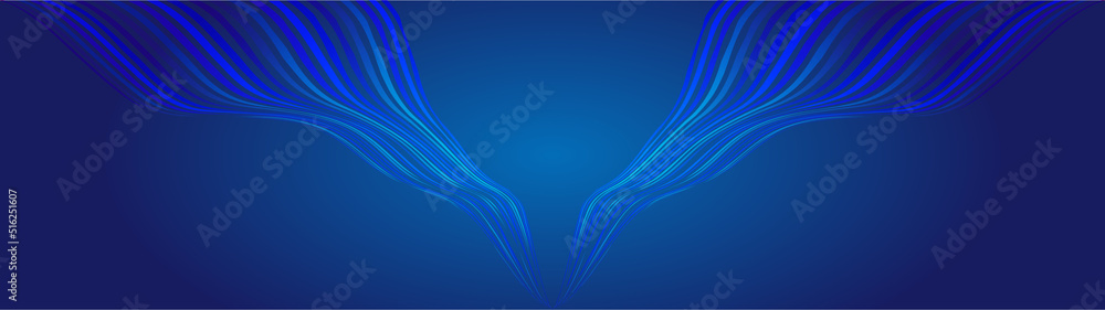 Poster blue wavy lines moving from top to bottom converge abstract texture background