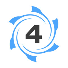 Letter 4 Business and Corporate Logo Sign. Technology Logo Concept with Circle Vector Template