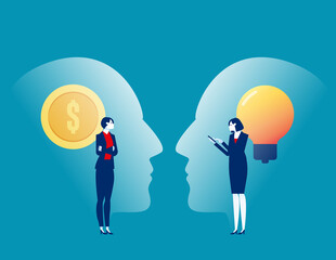 Change idea for money. Agreement business vector illustration