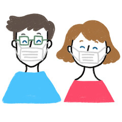 マスクをする男女
