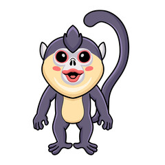 Cute little snub nosed monkey cartoon standing